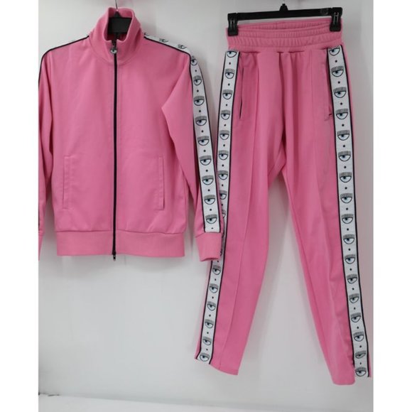 Chiara Ferragni Pants - Chiara ferragni tracksuit womens Medium two piece jacket pants pink flirting eye